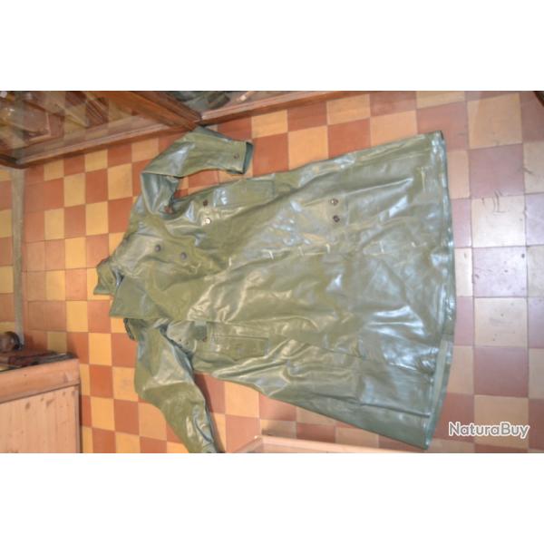 Manteau motocycliste Fran�ais en caoutchouc style Allemand Klepper, reconstitution WW2 surtout moto