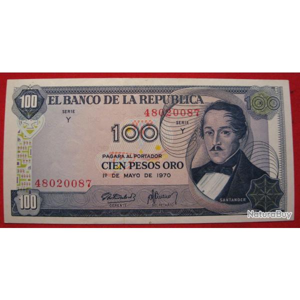colombie billet de 100 pesos 1970 sup