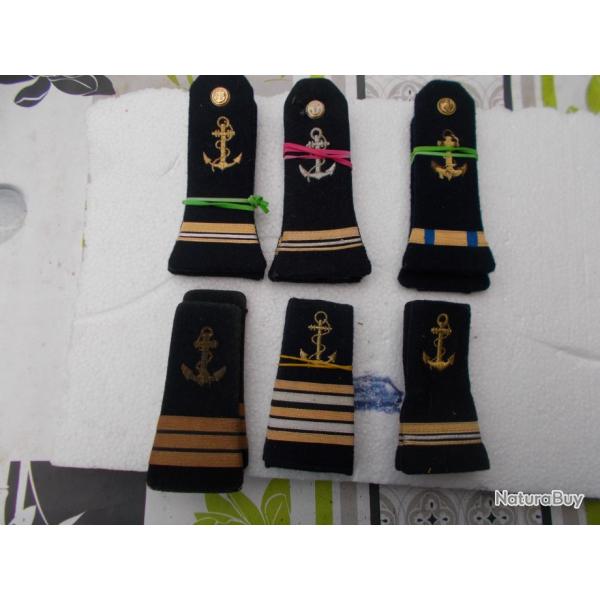 6 �paulettes marine nationale,tous grades,�tat neuf