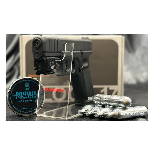 PACK LASER PR�T A TIRER PISTOLET GLOCK 17 GEN5 MOS CO2 CAL 4.5MM - BLACK