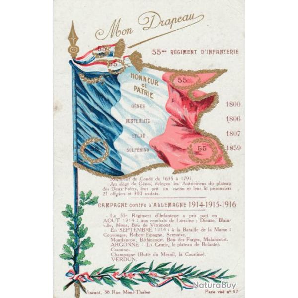 CPA -MON DRAPEAU - 55 me R�GIMENT D'INFANTERIE1