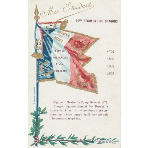 CPA -MON DRAPEAU - 10 me R�GIMENT DRAGONS