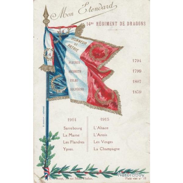 CPA -MON DRAPEAU - 14 me R�GIMENT DRAGONS