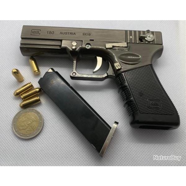 GLOCK G18 Gris Plomb + 1 chargeur + 5 munitions + Boite (Miniature de simulation - 130mm de large)