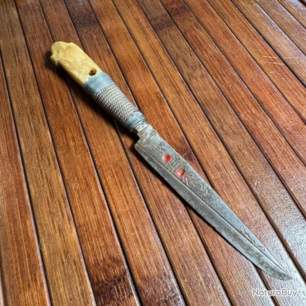 JOLIE PETIT COUTEAU ORIENTAL BOUSAADI LAME GRAV�E MANCHE CORNE BLONDE