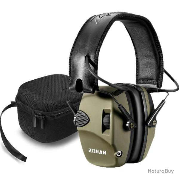 Casque antibruit �lectronique Zohan + Sacoche - LIVRAISON GRATUITE - Vert