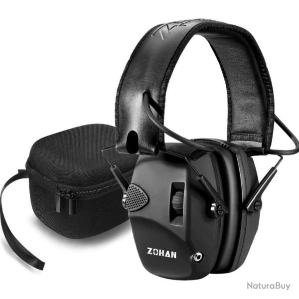 Casque antibruit �lectronique Zohan + Sacoche - LIVRAISON GRATUITE - Noir