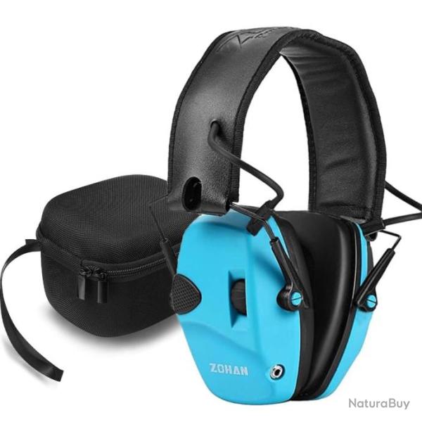 Casque antibruit �lectronique Zohan + Sacoche - LIVRAISON GRATUITE - Bleu