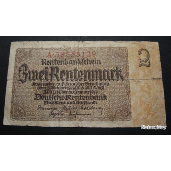 ALLEMAGNE billet de 2 deutsch du 30 janvier 1937