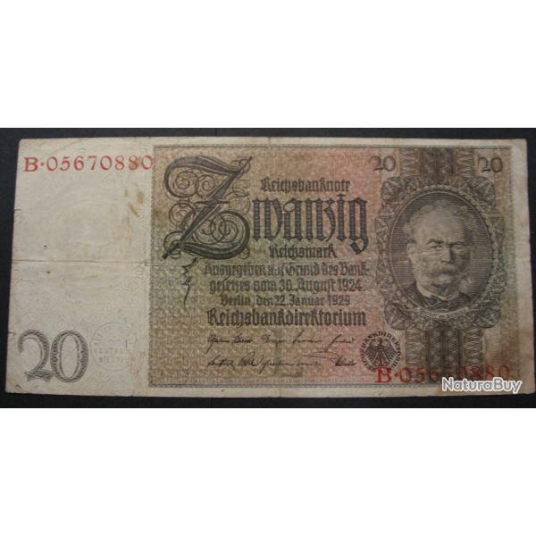 ALLEMAGNE billet de 20 deutsch du 22 janvier 1929