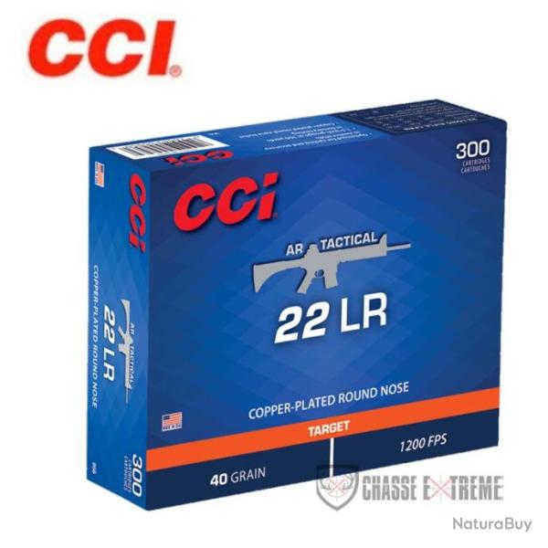 300 Munitions CCI Ar Tactical Cal 22 Lr 40Gr Round Nose Cuivre