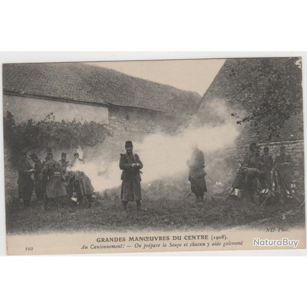 CPA- GRANDES MANOEUVRES DU CENTRE1908 - au Cantonnement on pr�pare la soupe