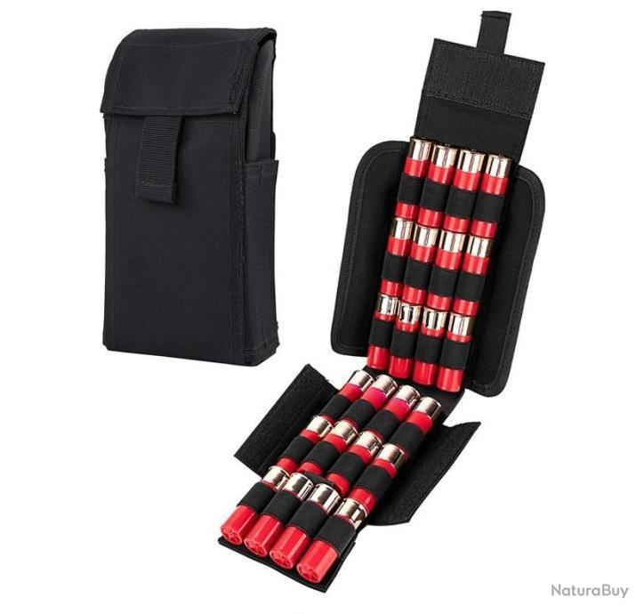 Pochette Tactique Noire - 25 Munitions Calibre 12 Ou Cartouches CO2