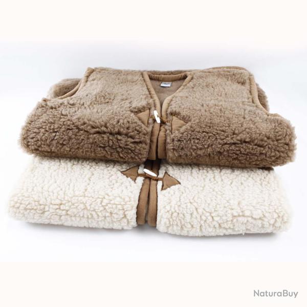 Gilet de Berger chaud pure laine � brandebourg beige 5