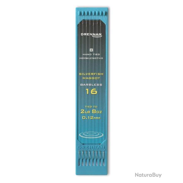DRENNAN BAS DE LIGNE SILVERFISH MAGGOT 15CM BARBLESS DRENNAN 0,12mm 16 15cm