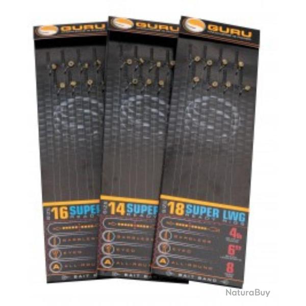 GURU BAS DE LIGNE SUPER LWG BAIT BANDS GREADY RIGS 15CM BARBLESS GURU 0,17mm 14 6''15cm