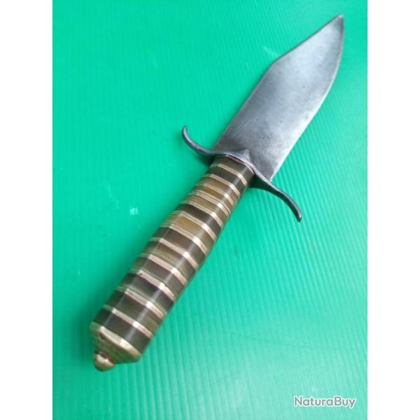 ANCIEN  &  SUPERBE  BOWIE   DU  19eme  .  MAGNIFIQUE  POIGNEE  ARTISANALE .