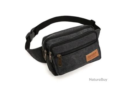 Sac Banane En Cuir Noir Vintage - Réglable, Zippé, Unisexe - Neuf Sans étiquette