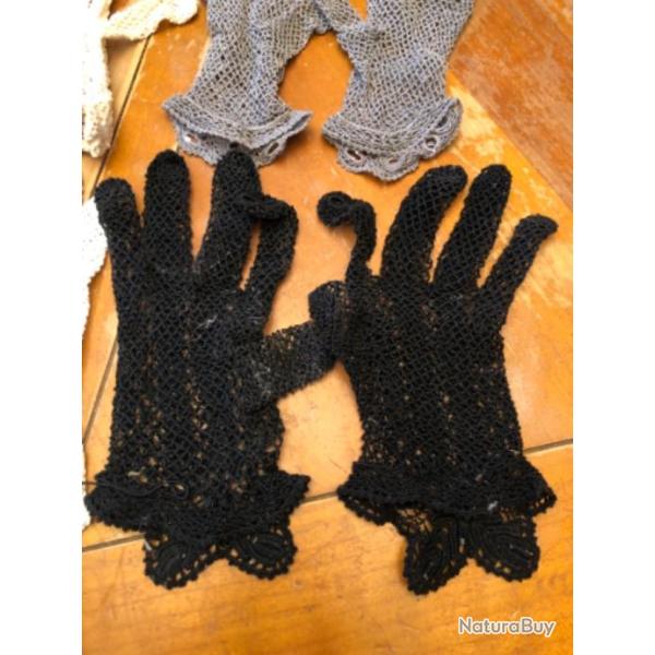 Gants ancien brod�s 4 paires
