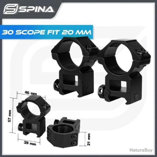 Anneau de montage de lunette de vis�e, 30 SCOPE FIT 20MM BAS -LIVRAISON GRATUITE