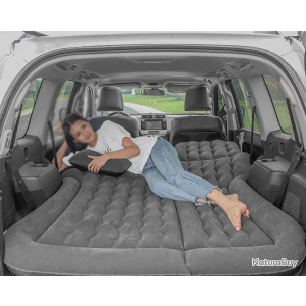 Matelas Voiture Gonflable Pliant + 2 oreillers Voiture SUV 174*126 Noir Fonc�