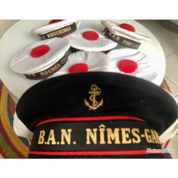 Bachis Marine nationale en laine bleue avec coiffe blanche