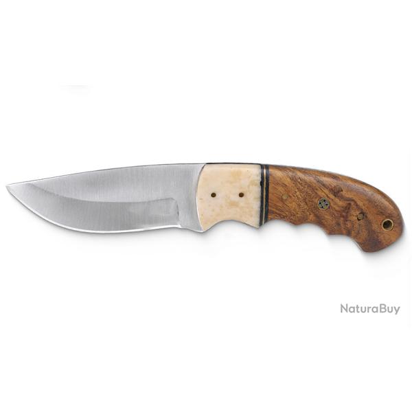 Couteau de chasse avec manche en corne et �tui en cuir