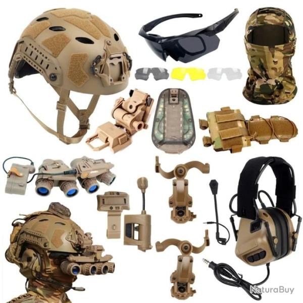 Casque et masque tactique Airsoft avec casque � r�duction de bruit CAMOUFLAGE F - LIVRAISON GRATUITE