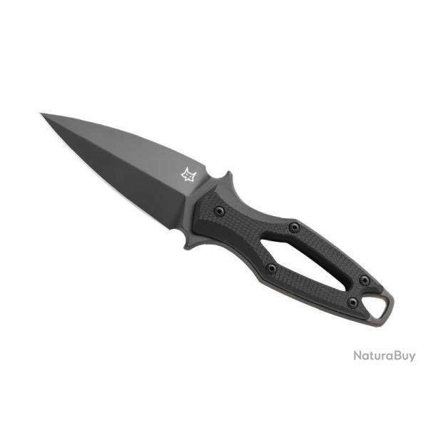 DAGUE FOX KNIVES PRODUCTION "AKA" LAME SYMETRIQUE ACIER NOIRE 6CM MANCHE A TROU