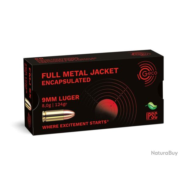 1000 GECO 9mm LUGER Capseled Full Metal Jacket SINTOX 8.0g/124gr