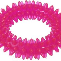 Jouet bague &eacute;pines TPR 9 cm rose
