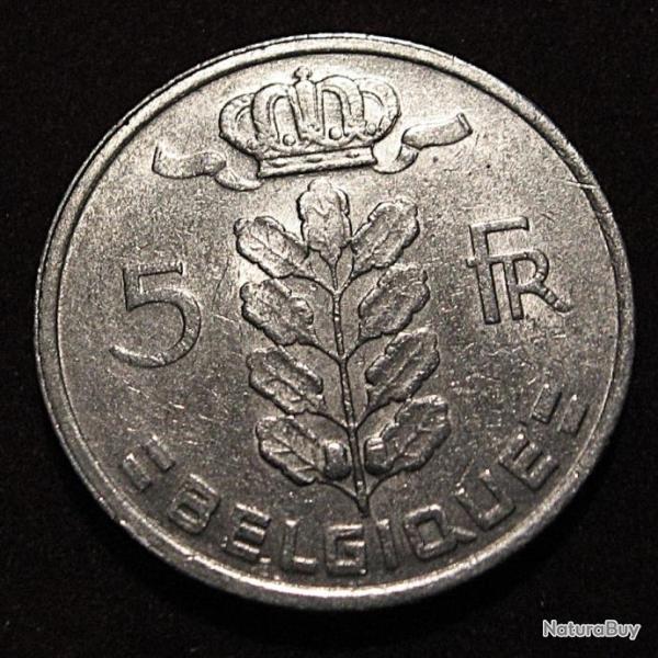 belgique piece de 5 francs de 1977 ttb