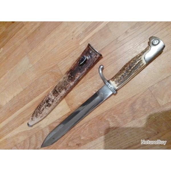 Ba�onnette allemande ww1 transform�e en dague de chasse.
