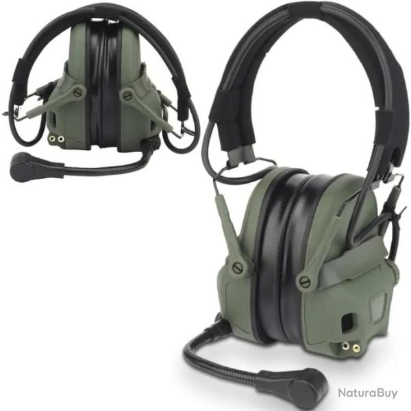 Casque d'�coute Pickup tactique Airsoft sans r�duction de bruit -VERT