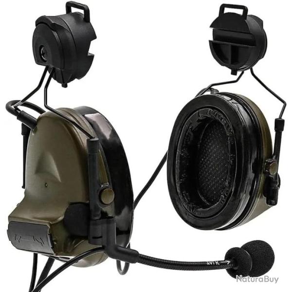 Casque de musique d'annulation du bruit mont� sur le casque tactique -VERT