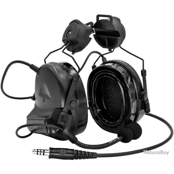 Casque de musique d'annulation du bruit mont� sur le casque tactique -NOIR  LIVRAISON GRATUITE