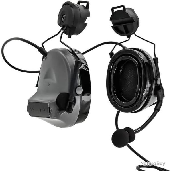 Casque de musique d'annulation du bruit mont� sur le casque tactique -GRIS
