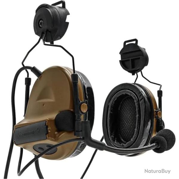 Casque de musique d'annulation du bruit mont� sur le casque tactique -MARRON