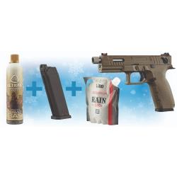 PACK DE NOEL KP13 GBB KJ WORKS + GAZ + BILLES + CHARGEUR