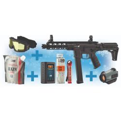 PACK DE NOEL REPLIQUE AEG BATTLE X + POINT ROUGE BO GRIS A CAPTEUR SOLAIRE + MASQUE + BATTERIE ET CH
