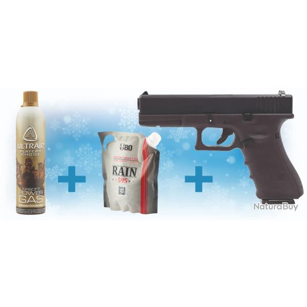 PACK DE NOEL REPLIQUE GBB RAVEN EU7 NOIR + BILLES + GAZ