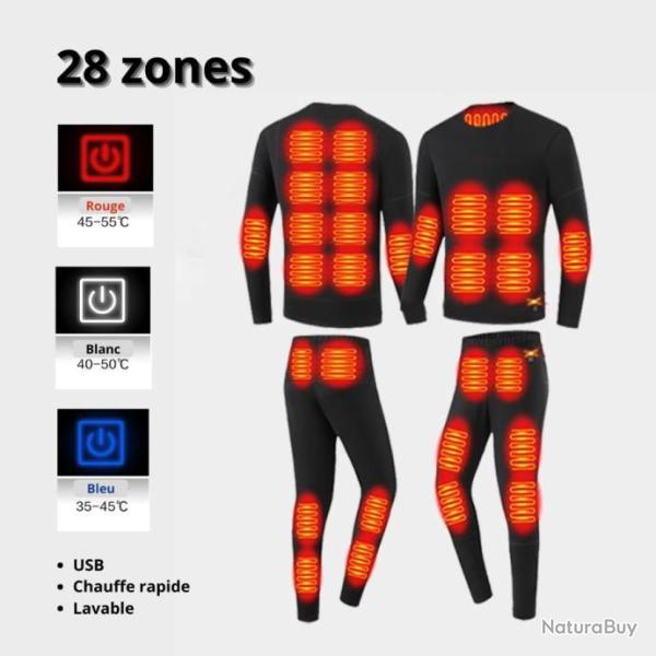 Sous-v�tements thermiques �lectriques GRIS femmes - �quipement chauffant pour l'hiver