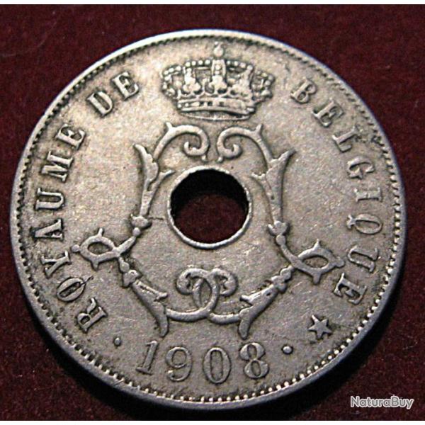 Belgique piece de 25 centimes (royaume de Belgique ) 1908 TTB