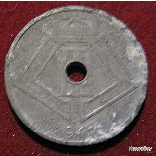 Belgique piece de 25 centimes (belgique zing ) 1942 tb