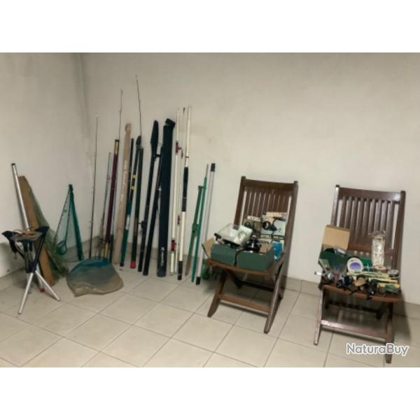 Important lot de mat�riel de p�che en mer, lac et rivi�re