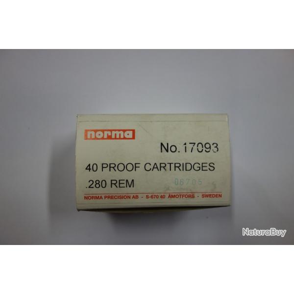 LOT DE 40 MUNITIONS NORMA  EPPREUVE CAL 280REM ORYX  170GR