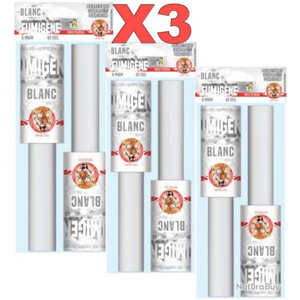 6X Fumig�ne � main Blanc - "Le tigre"- Fum�e �paisse 45 secondes