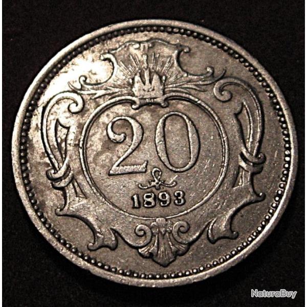 AUTRICHE piece de 20 heller 1893  autriche
