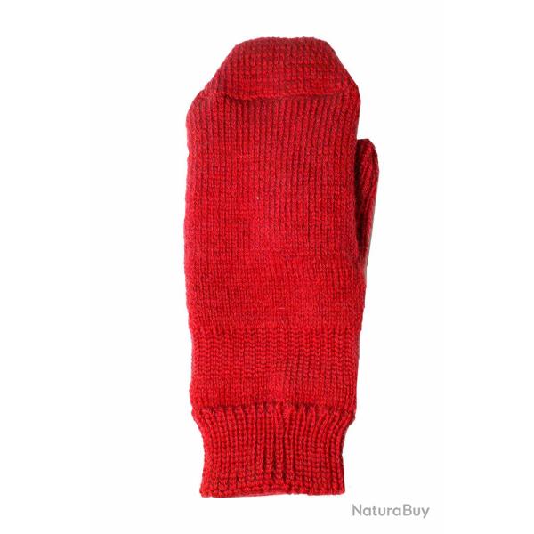 Moufles laine m�rinos unies ou jacquard nordique rouge