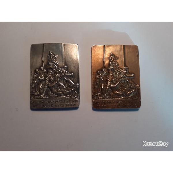 2 Plaquettes  16e Coucours National et International de TIR  LE  MANS  1909